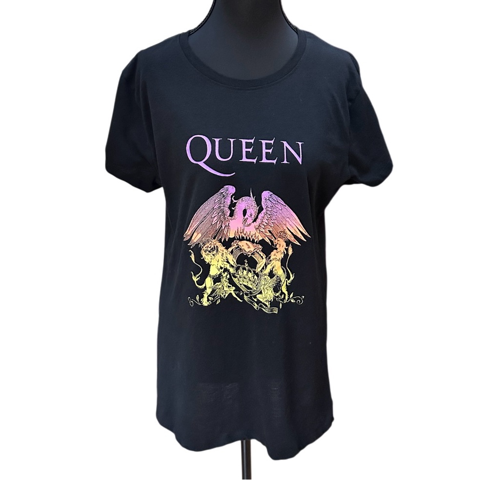 Womens Queen TShirt Queens Crest Freddie Mercury Brian May Roger Taylor Xl